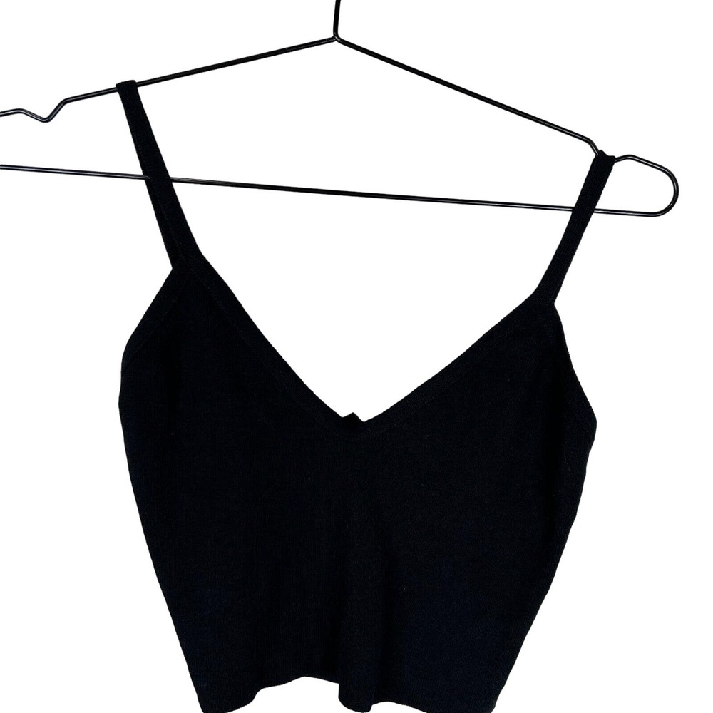 Superdown Remy Crop Top Black Strappy‎ V Neck Stretch Knit Women's Size Medium M